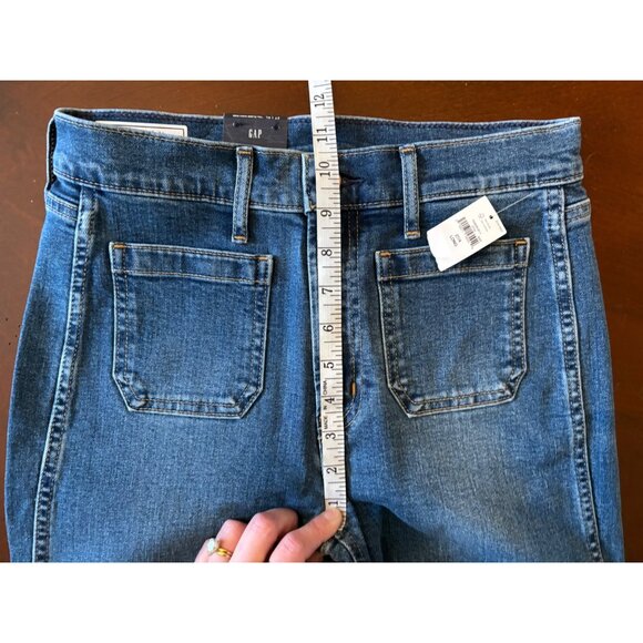 GAP 70s Flare High Rise Jeans Medium Wash Size 27 or US 4 Long TALL - Picture 9 of 14